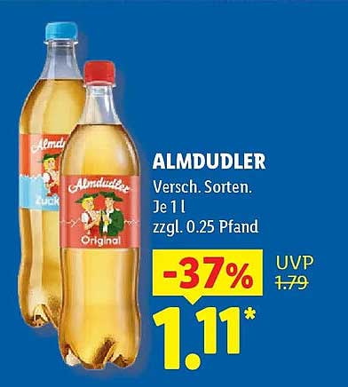 ALMDUDLER Versch. Sorten. Je 1 l zzgl. 0.25 Pfand