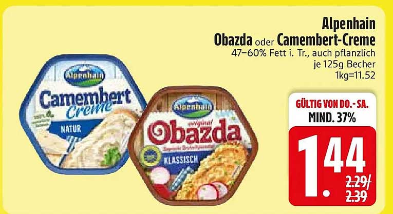 Alpenhain Obazda oder Camembert-Creme