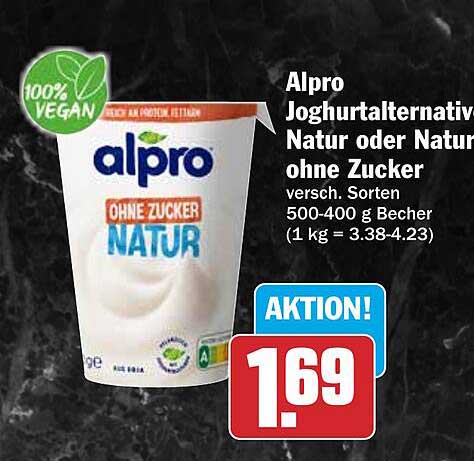 Alpro Joghurtalternative Natur oder Natur ohne Zucker