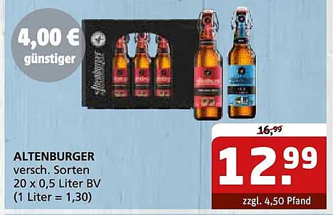 ALTENBURGER versch. Sorten 20 x 0,5 Liter BV (1 Liter = 1,30)