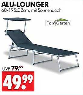 ALU-LOUNGER 60x195x32cm, mit Sonnendach