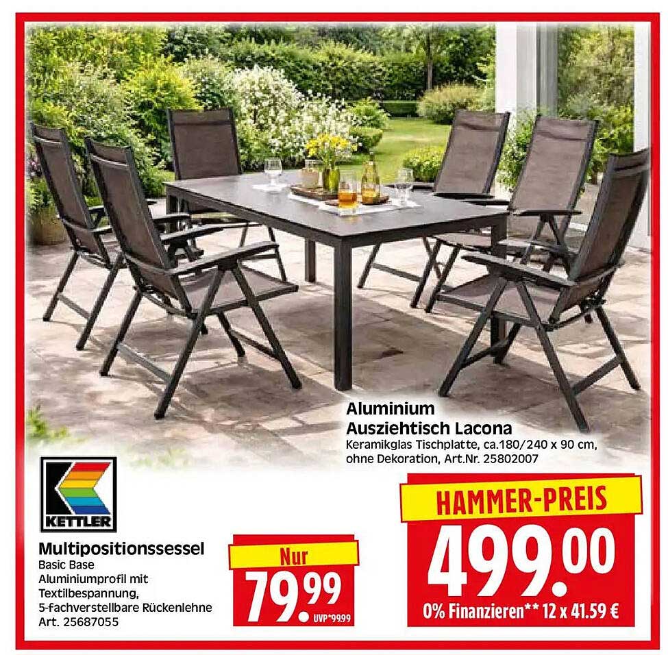 Aluminium Ausziehtisch Lacona