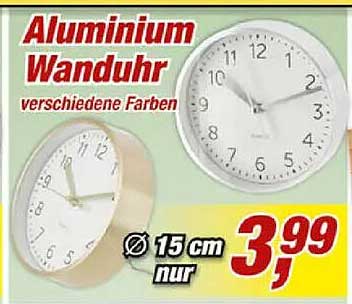 Aluminium Wanduhr verschiedene Farben