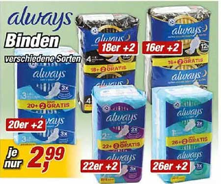 always Binden verschiedene Sorten
