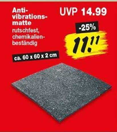 Anti-vibrations-matte rutschfest, chemikalienbeständig ca. 60 x 60 x 2 cm