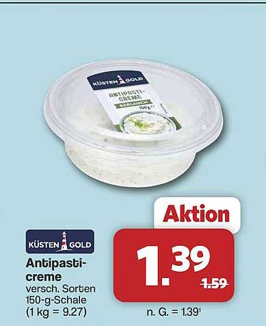 Antipasti-creme versch. Sorten 150-g-Schale (1 kg = 9.27)