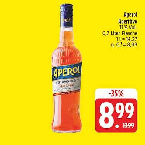 Aperol Aperitivo 11% Vol. 0,7 Liter Flasche