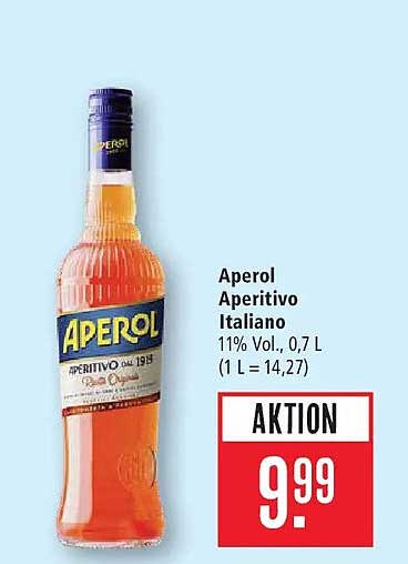 Aperol Aperitivo Italiano 11% Vol., 0,7 L (1 L = 14,27)