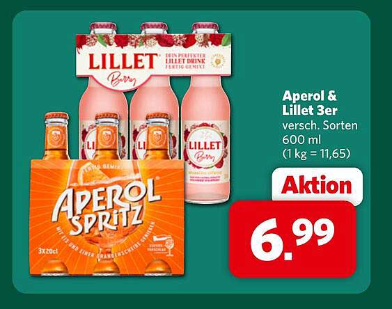 Aperol & Lillet 3er versch. Sorten 600 ml
