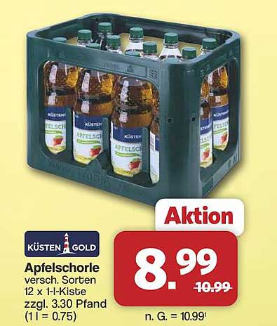 Apfelschorle versch. Sorten 12 x 1-l-Kiste