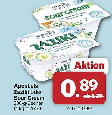 Apostels Zaziki oder Sour Cream 200-g-Becher (1 kg = 4.45)