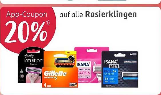App-Coupon 20% auf alle Rasierklingen