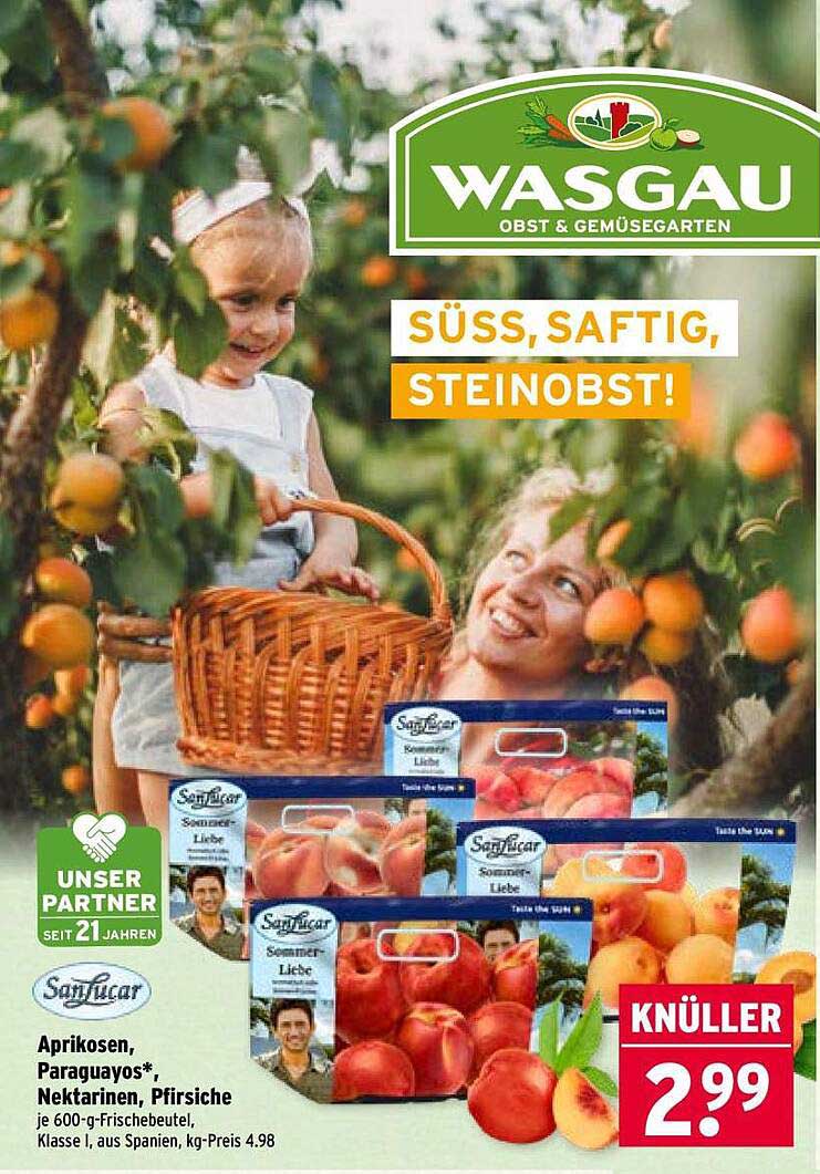 Aprikosen, Paraguayos*, Nektarinen, Pfirsiche je 600-g-Frischebeutel, Klasse I, aus Spanien, kg-Preis 4.98