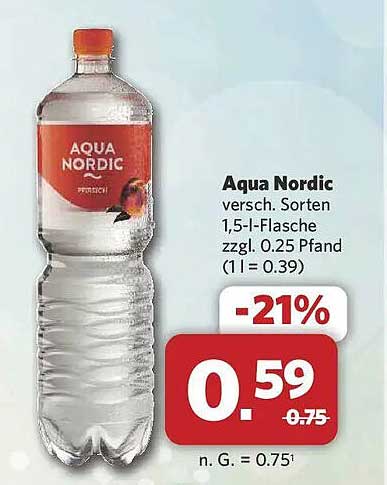 Aqua Nordic versch. Sorten 1,5-l-Flasche zzgl. 0.25 Pfand (1 l = 0.39)