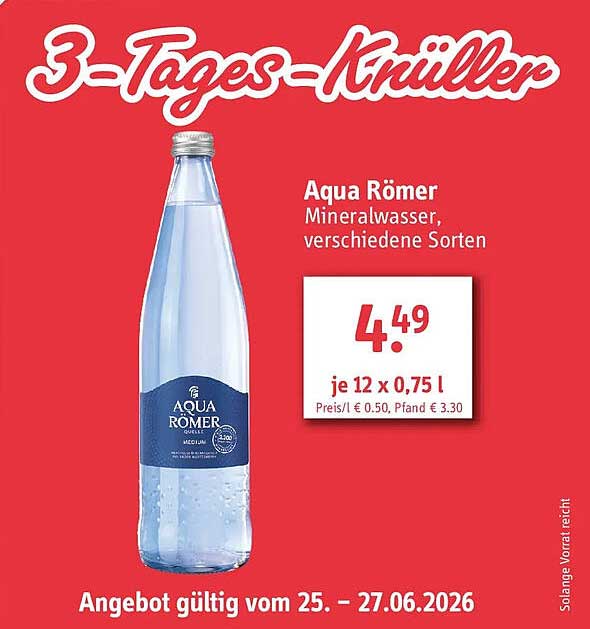 Aqua Römer Mineralwasser, verschiedene Sorten