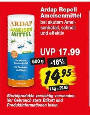 Ardap Repell Ameisemittel bei akutem Ameisenbefall, schnell und effektiv