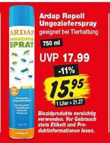 Ardap Repell Ungezieferspray geeignet bei Tierhaltung 750 ml