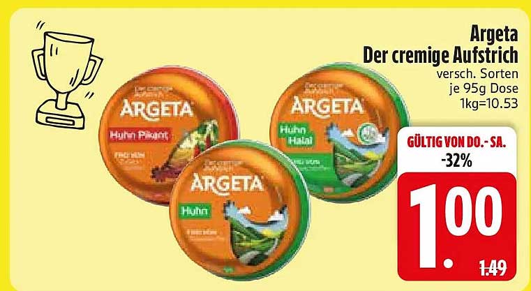 Argeta Der cremige Aufstrich versch. Sorten je 95g Dose 1kg=10.53