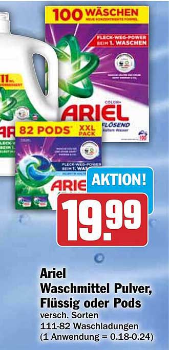 Ariel Waschmittel Pulver, Flüssig oder Pods