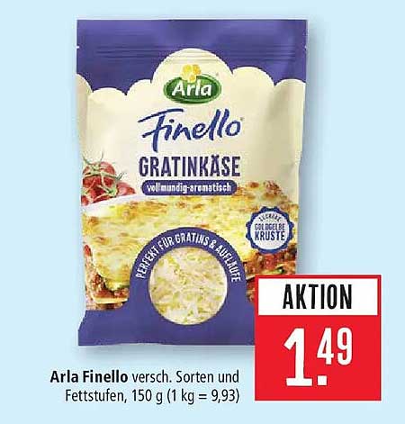 Arla Finello versch. Sorten und Fettstufen, 150 g (1 kg = 9,93)