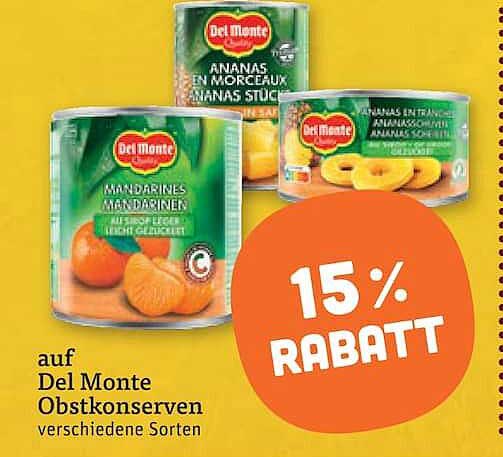 auf Del Monte Obstkonserven verschiedene Sorten