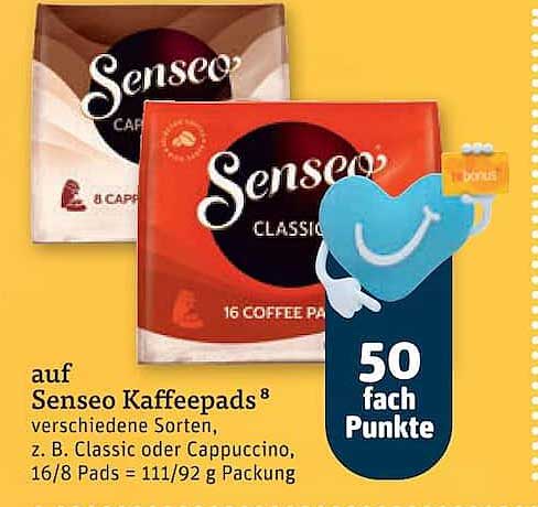 auf Senseo Kaffeepads⁸ verschiedene Sorten, z. B. Classic oder Cappuccino, 16/8 Pads = 111/92 g Packung