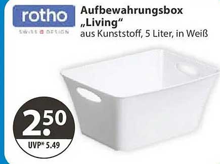 Aufbewahrungsbox „Living“ aus Kunststoff, 5 Liter, in Weiß