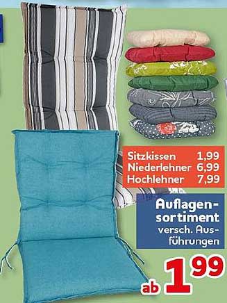 Auflagen-sortiment versch. Ausführungen