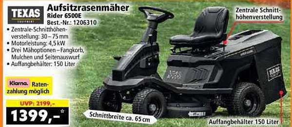 Aufsitzrasenmäher Rider 6500E