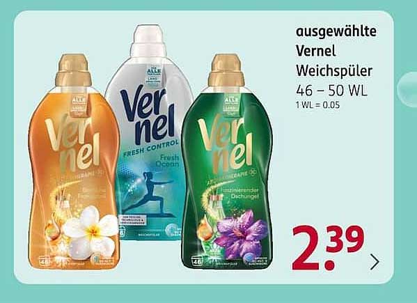 ausgewählte Vernel Weichspüler 46 – 50 WL 1 WL = 0.05