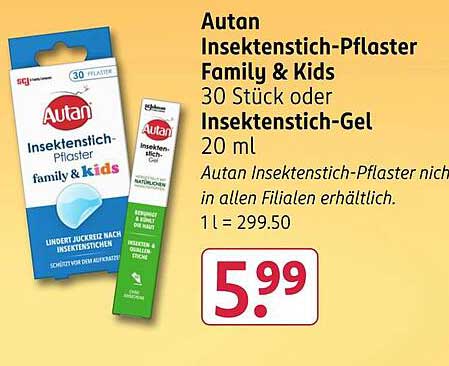 Autan Insektenstich-Pflaster Family & Kids 30 Stück oder Insektenstich-Gel 20 ml