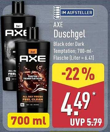 AXE Duschgel Black oder Dark Temptation/ 700-ml-Flasche (Liter = 6.41)