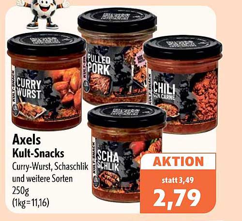 Axels Kult-Snacks Curry-Wurst, Schaschlik und weitere Sorten 250g (1kg=11,16)