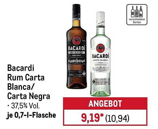 Bacardi Rum Carta Blanca/ Carta Negra