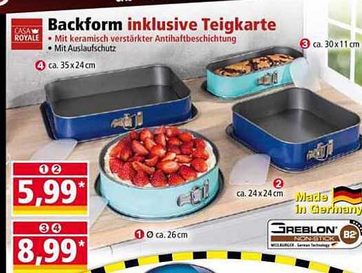 Backform inklusive Teigkarte