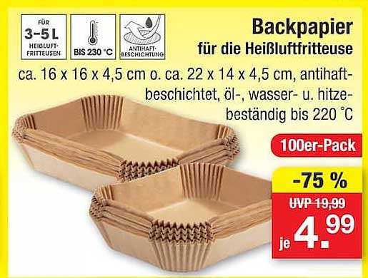 Backpapier für die Heißluftfritteuse