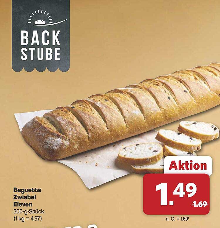 Baguette Zwiebel Eleven 300-g-Stück (1 kg = 4.97)