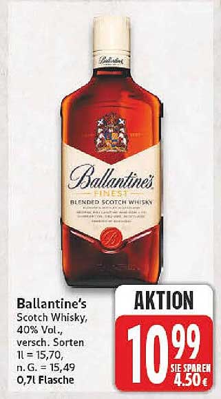 Ballantine's Scotch Whisky, 40% Vol., versch. Sorten