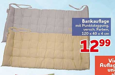 Bankauflage mit Punktsteppung, versch. Farben, 120 x 40 x 4 cm
