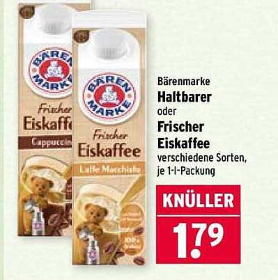 Bärenmarke Haltbarer oder Frischer Eiskaffee verschiedene Sorten, je 1-l-Packung