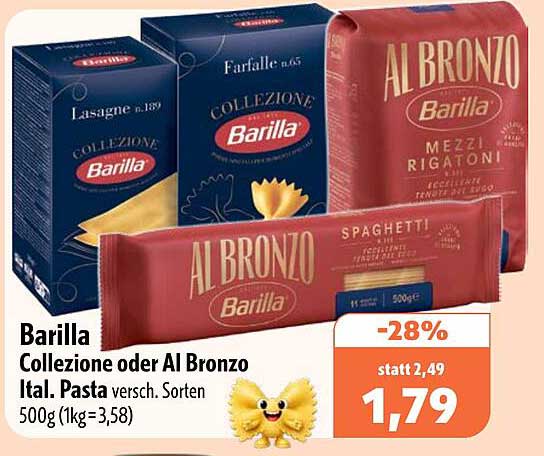 Barilla Collezione oder Al Bronzo Ital. Pasta versch. Sorten 500g (1kg=3,58)