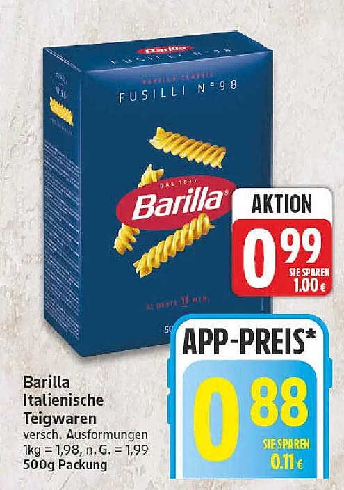 Barilla Italienische Teigwaren versch. Ausformungen 500g Packung