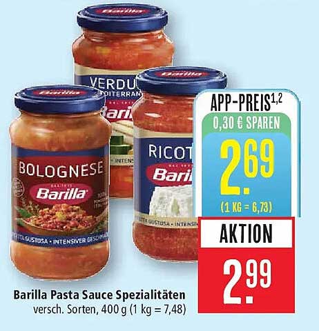 Barilla Pasta Sauce Spezialitäten versch. Sorten, 400 g (1 kg = 7,48)
