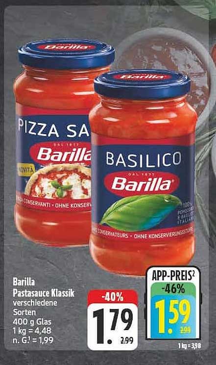 Barilla Pastasauce Klassik verschiedene Sorten 400 g Glas