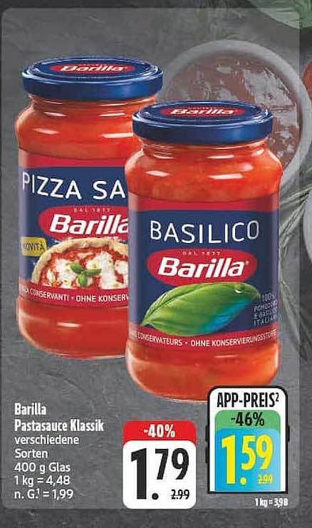 Barilla Pastasauce Klassik verschiedene Sorten 400 g Glas