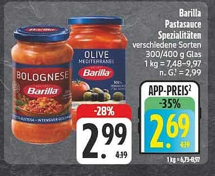 Barilla Pastasauce Spezialitäten verschiedene Sorten 300/400 g Glas