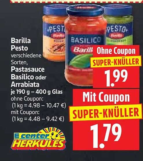 Barilla Pesto verschiedene Sorten, Pastasauce Basilico oder Arrabiata je 190 g – 400 g Glas ohne Coupon