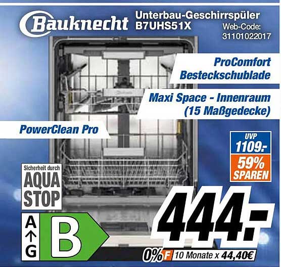 Bauknecht Unterbau-Geschirrspüler B7UHS51X