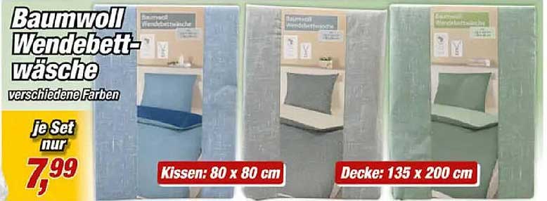 Baumwoll Wendebettwäsche verschiedene Farben