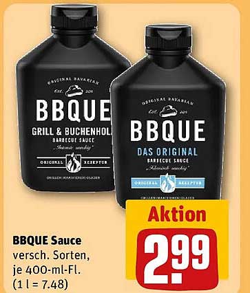 BBQUE Sauce versch. Sorten, je 400-ml-Fl. (1 l = 7.48)